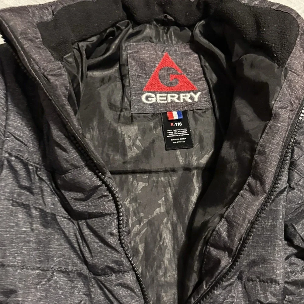 Gerry boys S 7-8 coat gray/black Quilted Winter Jacket zip high neck soft shell